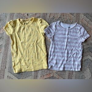 Lot/Bundle Two Girls’ Fitted T-Shirts Boden Yellow Daisies Osh Kosh Striped -7/8